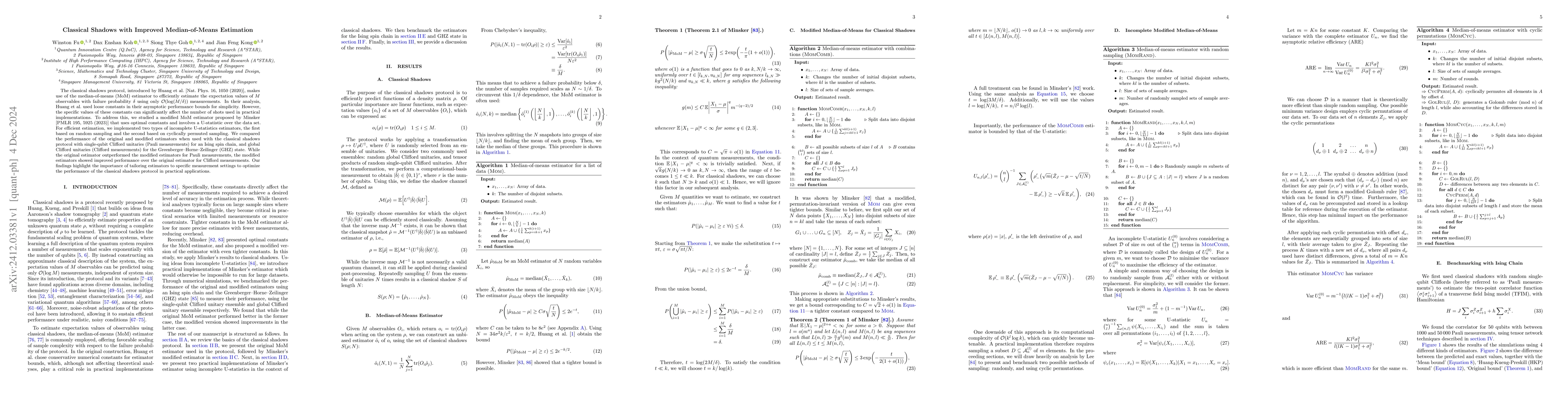 Thumbnail for Classical Shadows with Improved Median-of-Means Estimation