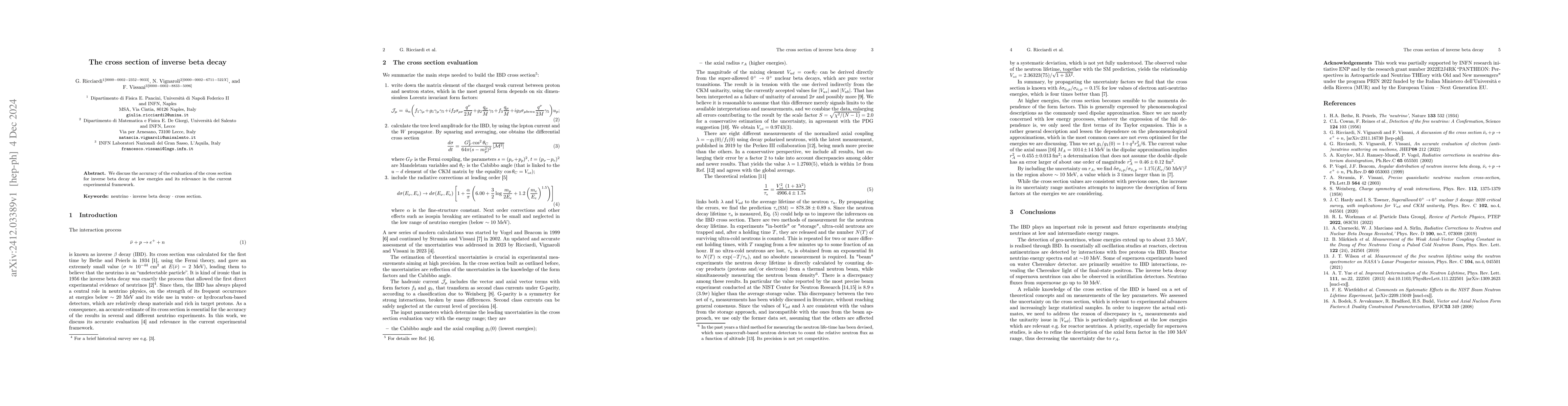 Thumbnail for The cross section of inverse beta decay
