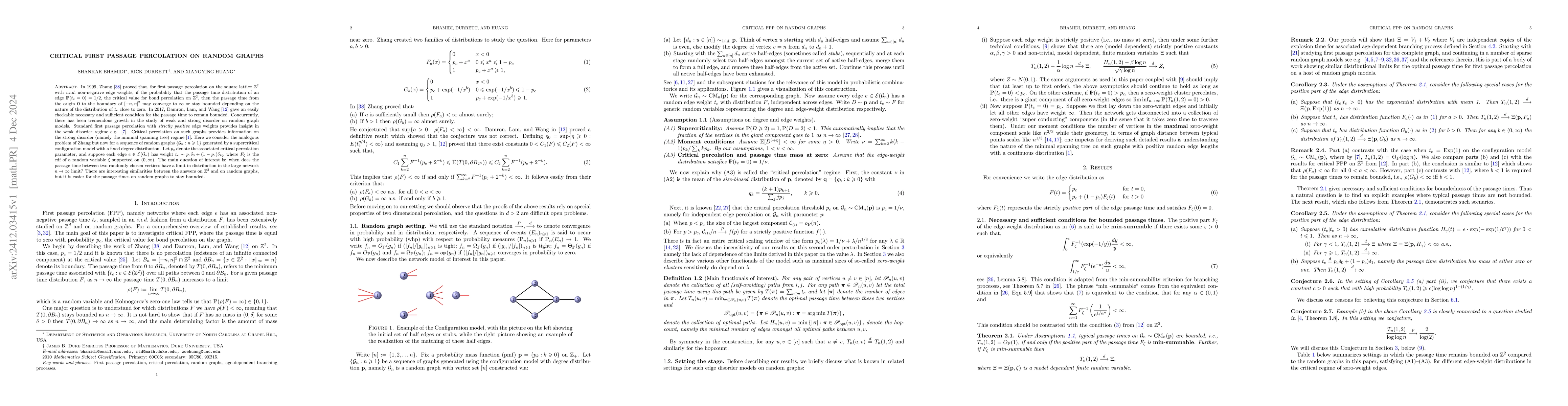 Thumbnail for Critical first passage percolation on random graphs