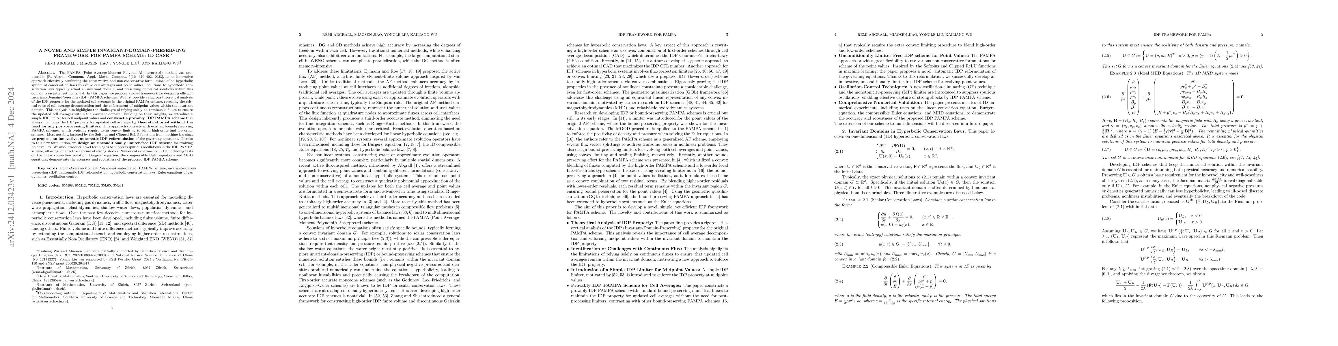 Thumbnail for A Novel and Simple Invariant-Domain-Preserving Framework for PAMPA
  Scheme: 1D Case