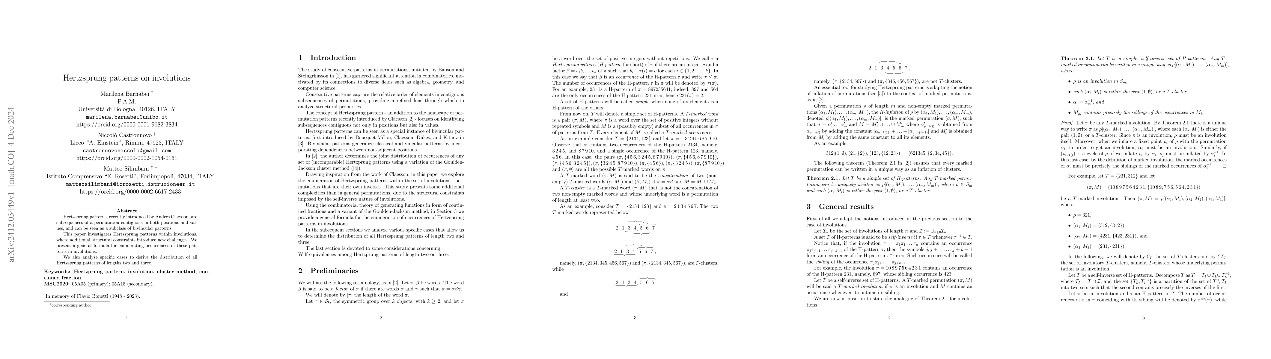 Thumbnail for Hertzsprung patterns on involutions
