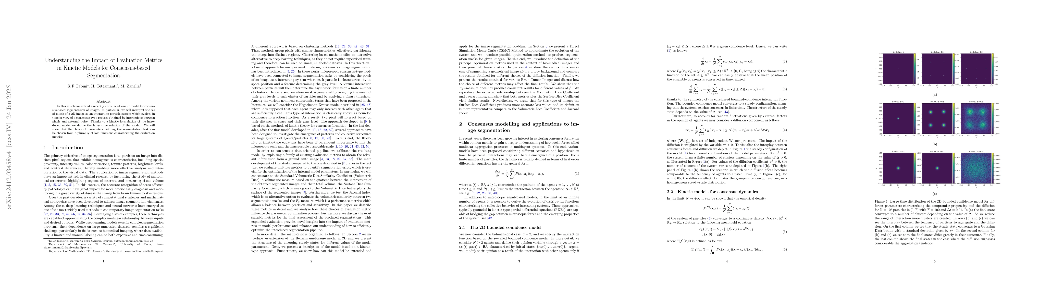 Thumbnail for Understanding the Impact of Evaluation Metrics in Kinetic Models for
  Consensus-based Segmentation