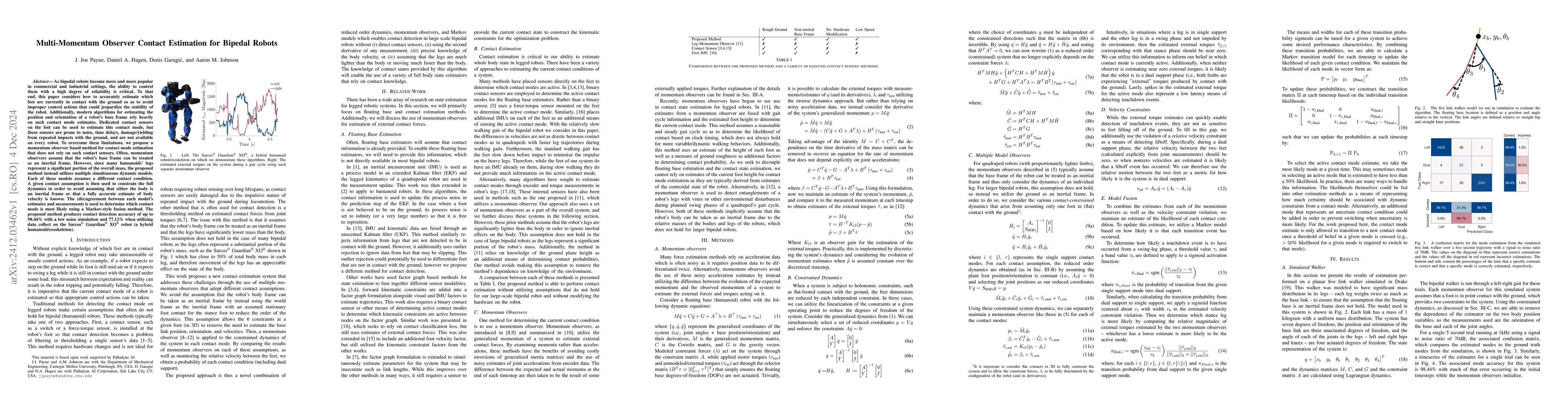 Thumbnail for Multi-Momentum Observer Contact Estimation for Bipedal Robots
