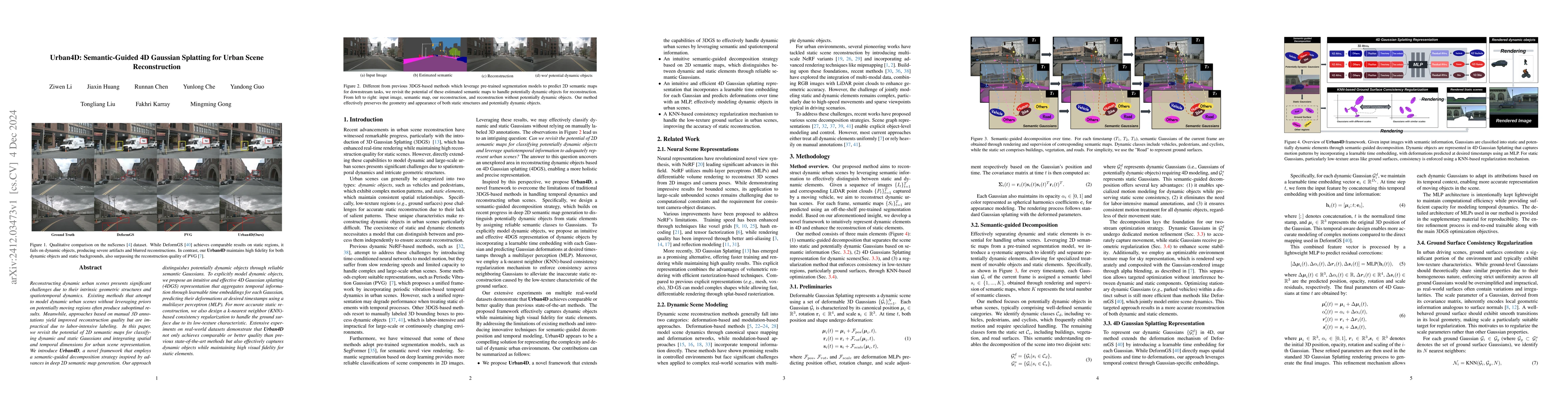 Thumbnail for Urban4D: Semantic-Guided 4D Gaussian Splatting for Urban Scene
  Reconstruction