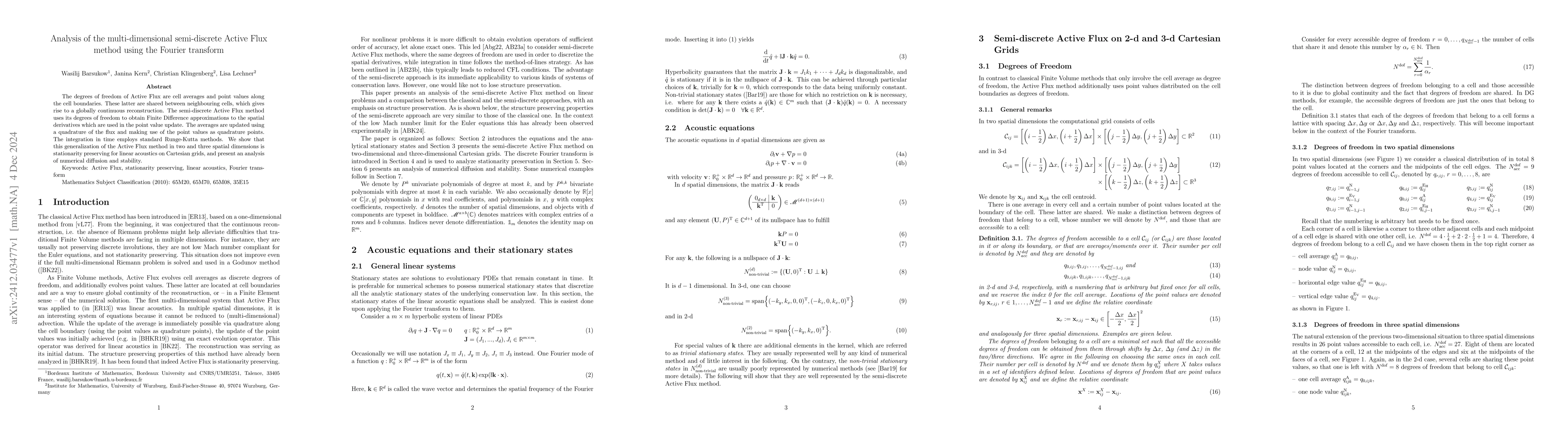 Thumbnail for Analysis of the multi-dimensional semi-discrete Active Flux method using
  the Fourier transform