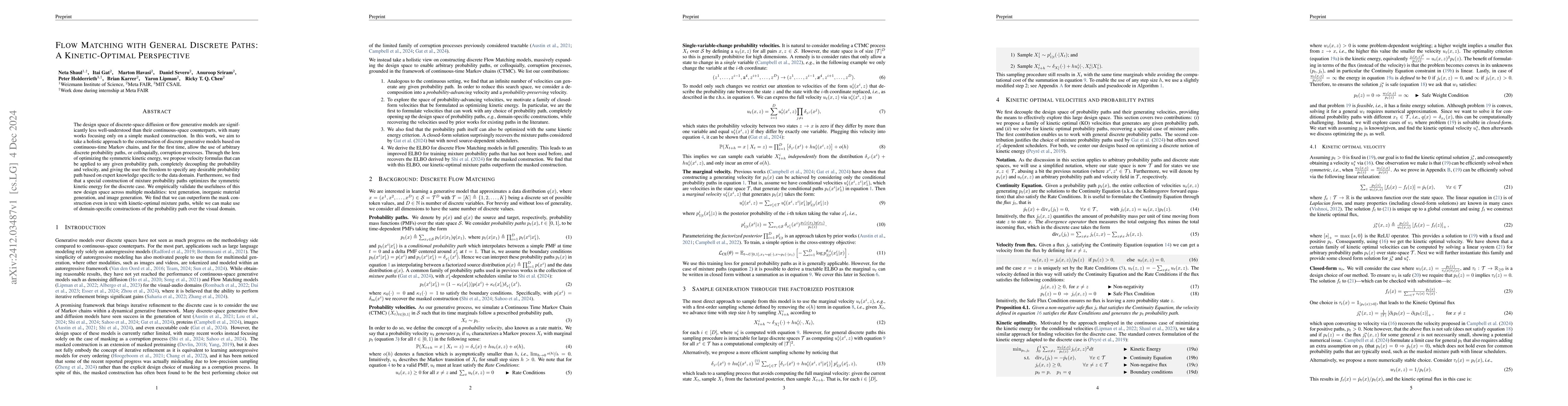 Thumbnail for Flow Matching with General Discrete Paths: A Kinetic-Optimal Perspective
