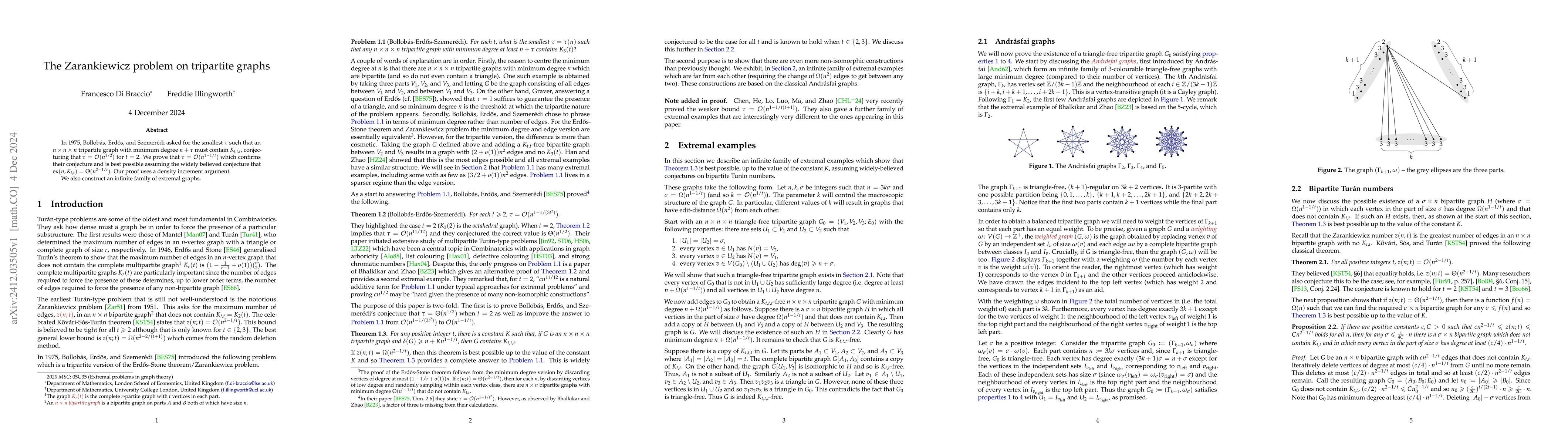 Thumbnail for The Zarankiewicz problem on tripartite graphs