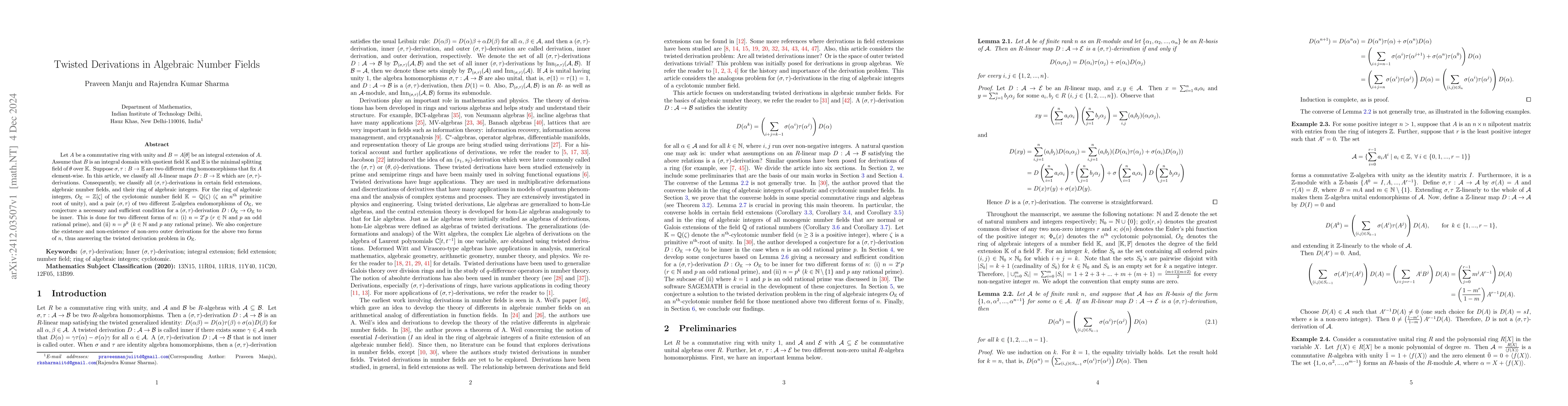 Thumbnail for Twisted Derivations in Algebraic Number Fields