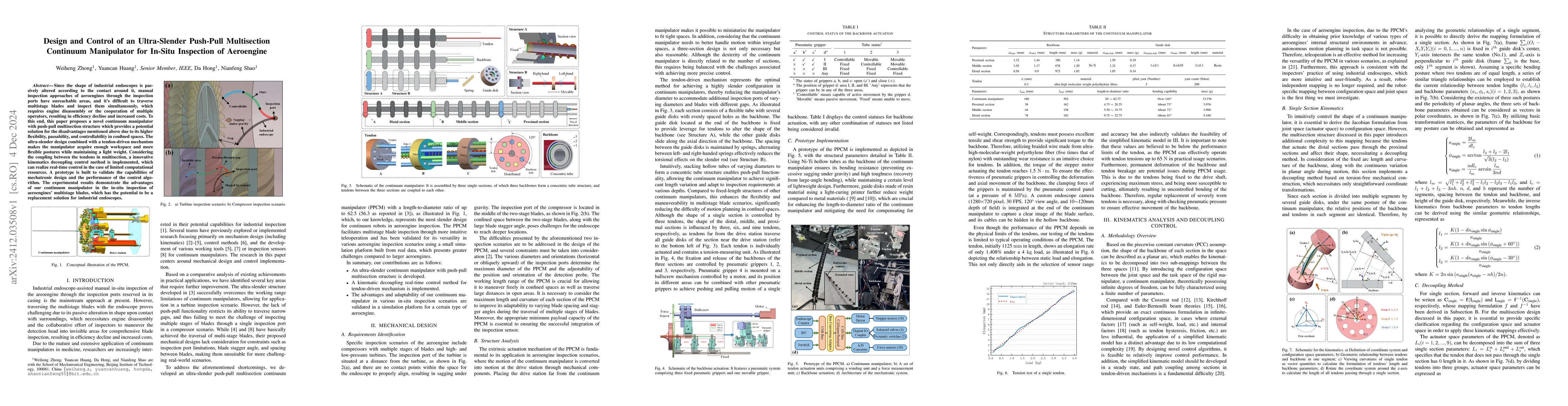 Thumbnail for Design and Control of an Ultra-Slender Push-Pull Multisection Continuum
  Manipulator for In-Situ Inspection of Aeroengine
