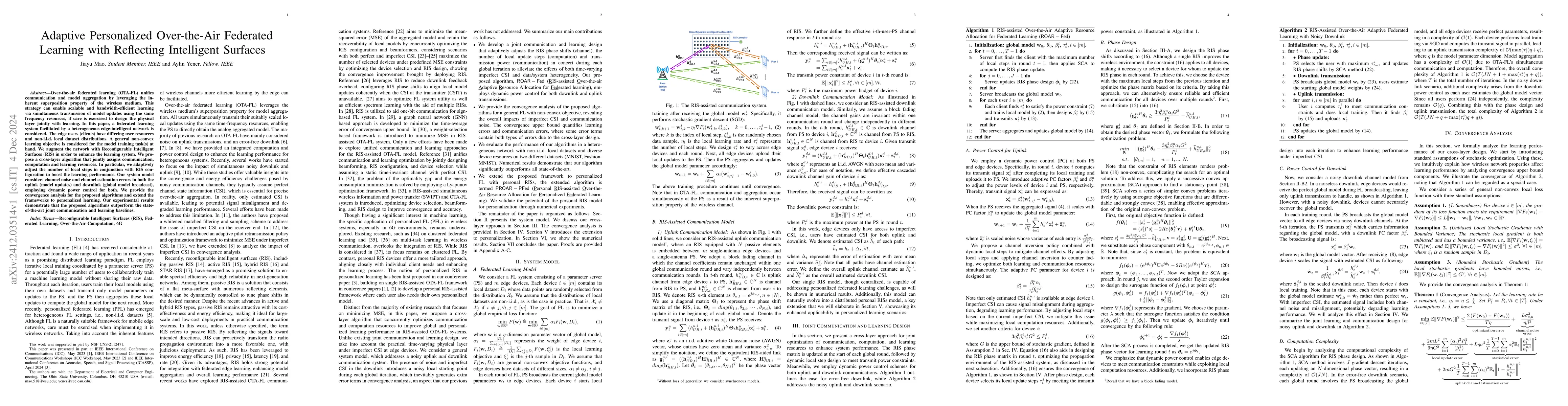 Thumbnail for Adaptive Personalized Over-the-Air Federated Learning with Reflecting
  Intelligent Surfaces