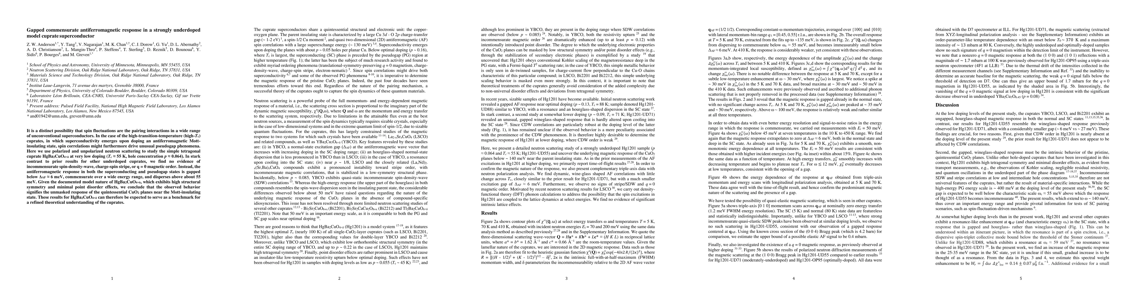 Thumbnail for Gapped commensurate antiferromagnetic response in a strongly underdoped
  model cuprate superconductor