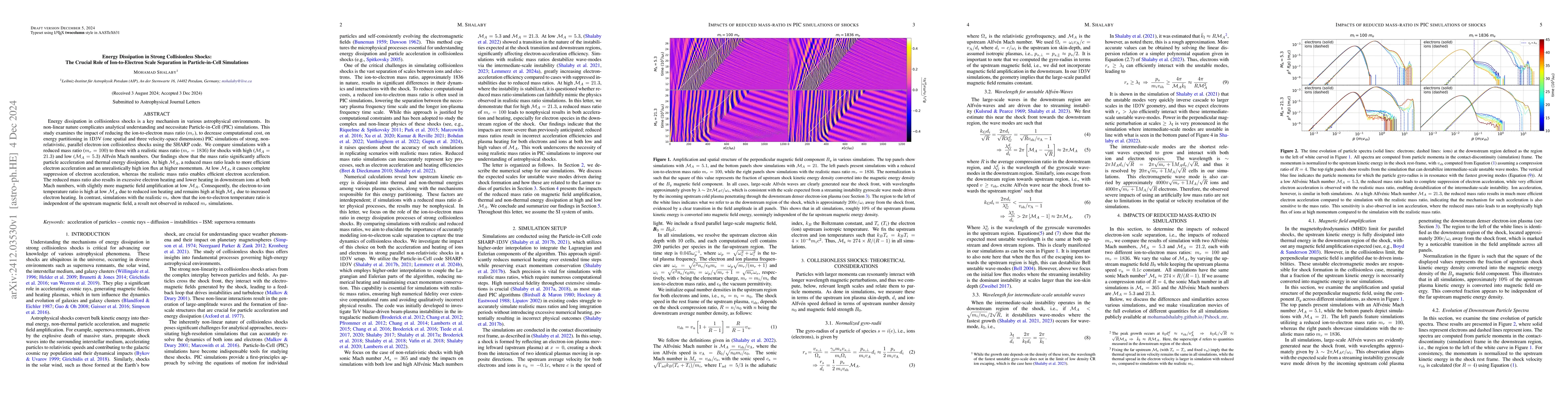 Thumbnail for Energy Dissipation in Strong Collisionless Shocks: The Crucial Role of
  Ion-to-Electron Scale Separation in Particle-in-Cell Simulations