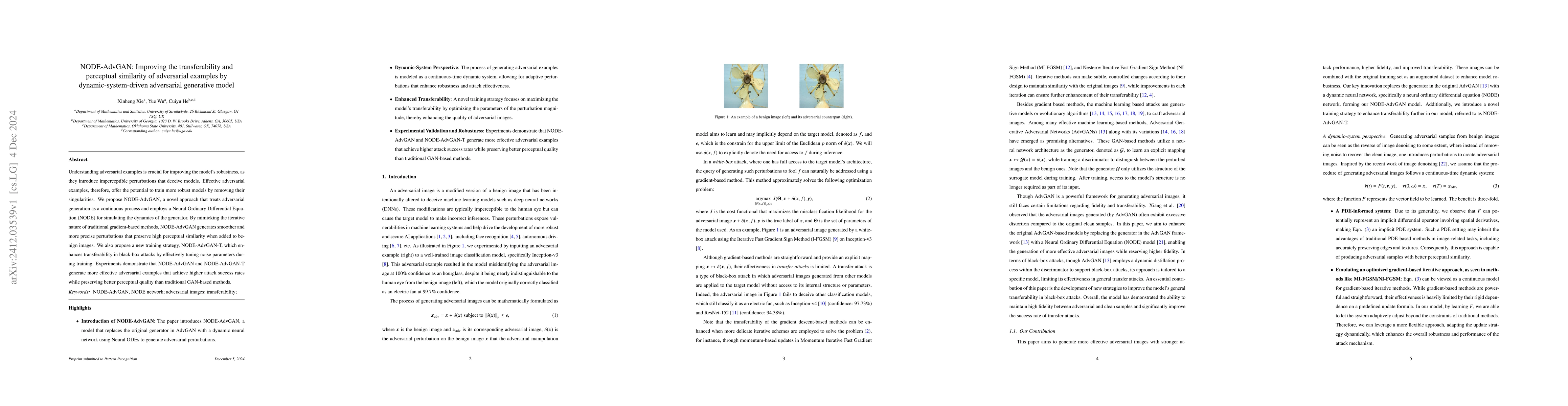 Thumbnail for NODE-AdvGAN: Improving the transferability and perceptual similarity of
  adversarial examples by dynamic-system-driven adversarial generative model