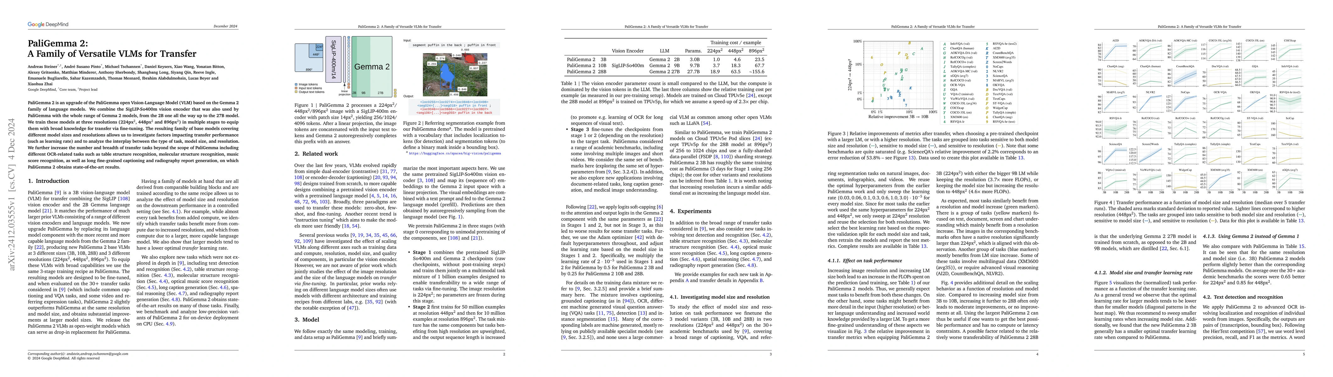 Thumbnail for PaliGemma 2: A Family of Versatile VLMs for Transfer