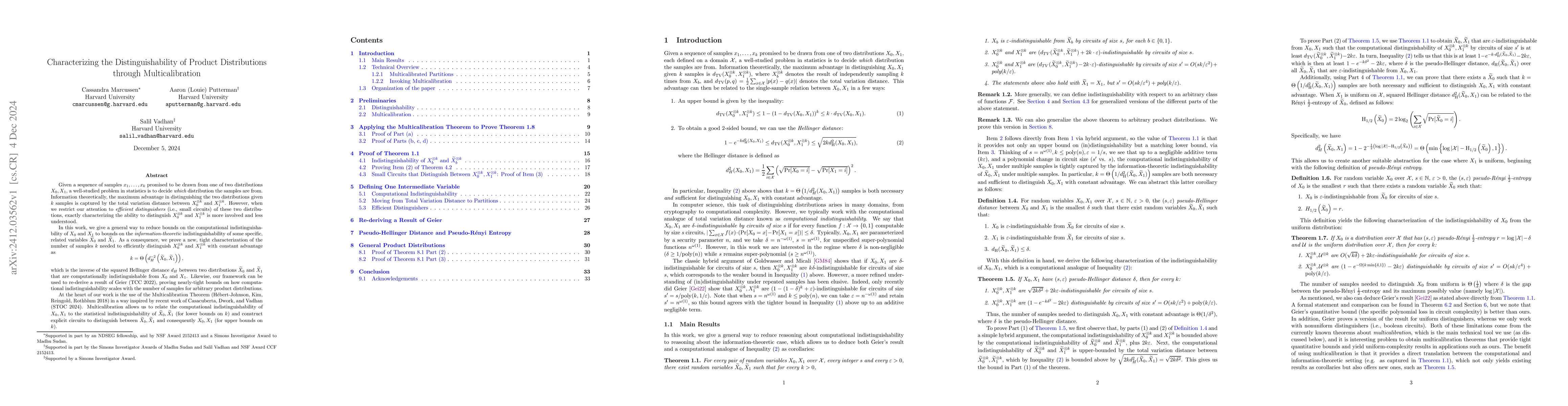 Thumbnail for Characterizing the Distinguishability of Product Distributions through
  Multicalibration
