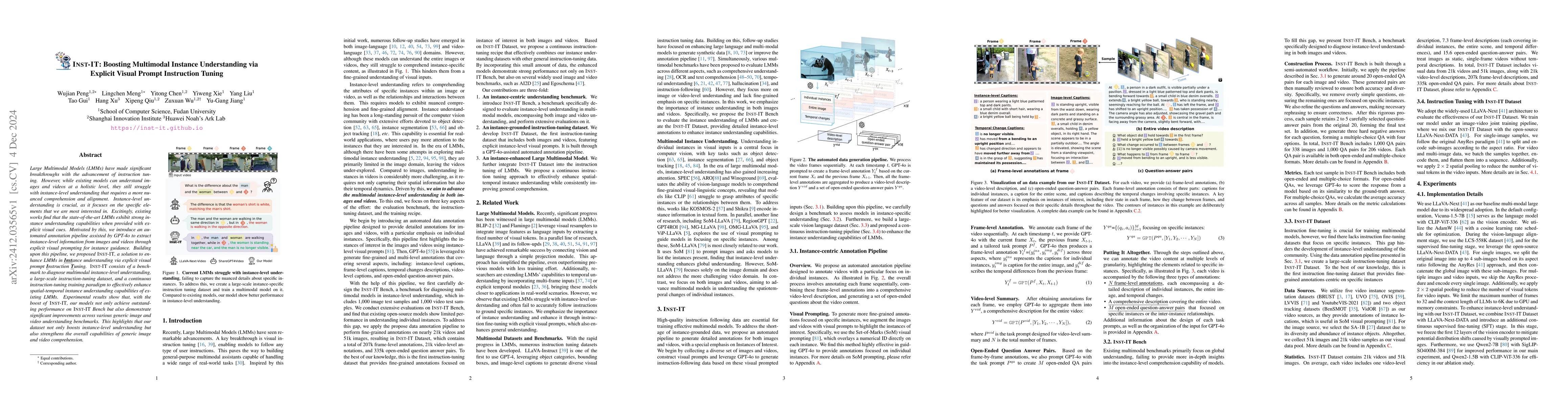 Thumbnail for Inst-IT: Boosting Multimodal Instance Understanding via Explicit Visual
  Prompt Instruction Tuning