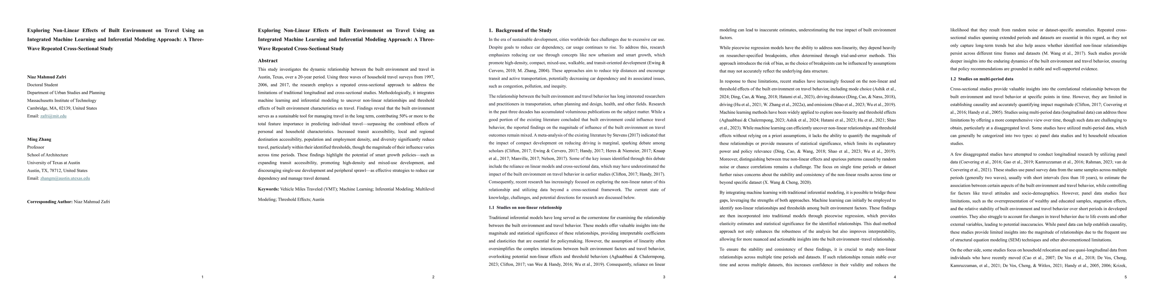Thumbnail for Exploring Non-Linear Effects of Built Environment on Travel Using an
  Integrated Machine Learning and Inferential Modeling Approach: A Three-Wave
  Repeated Cross-Sectional Study
