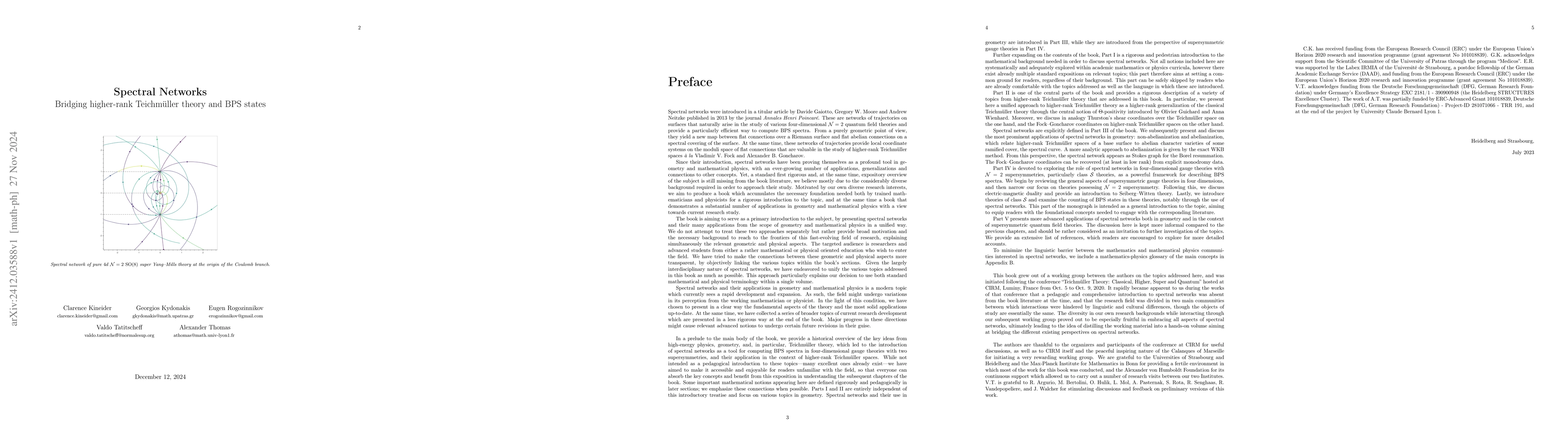 Thumbnail for Spectral Networks: Bridging higher-rank Teichmüller theory and BPS
  states