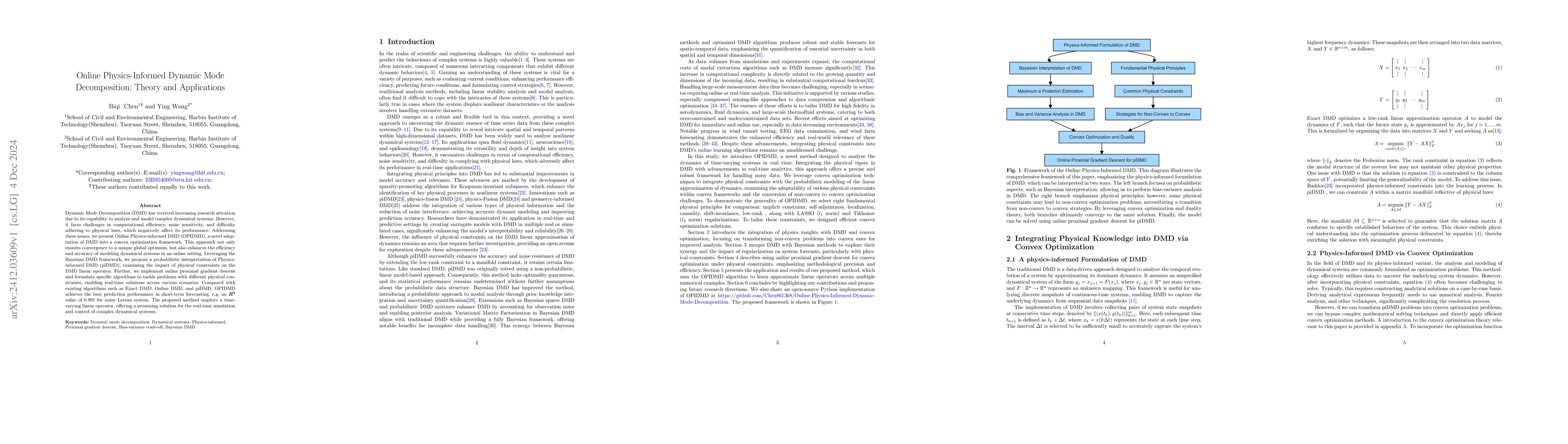 Thumbnail for Online Physics-Informed Dynamic Mode Decomposition: Theory and
  Applications