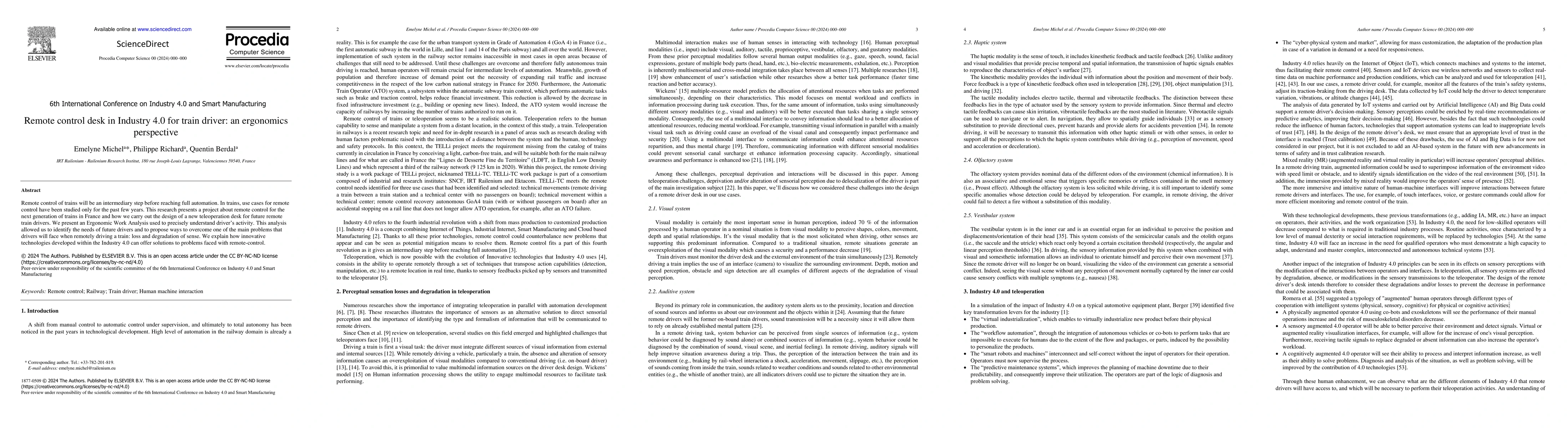 Thumbnail for Remote control desk in Industry 4.0 for train driver: an ergonomics
  perspective