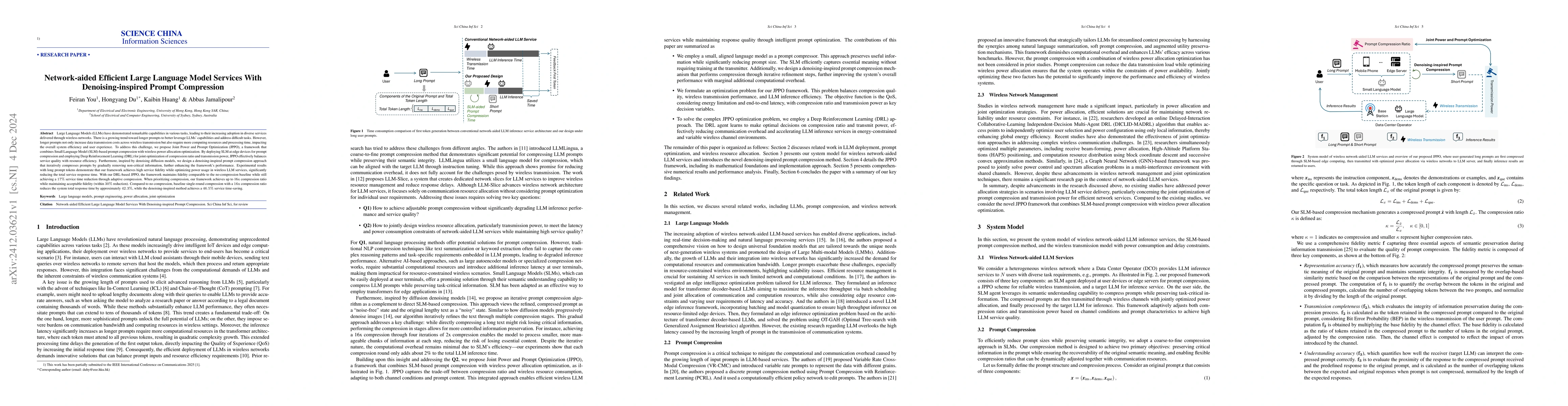 Thumbnail for Network-aided Efficient Large Language Model Services With
  Denoising-inspired Prompt Compression