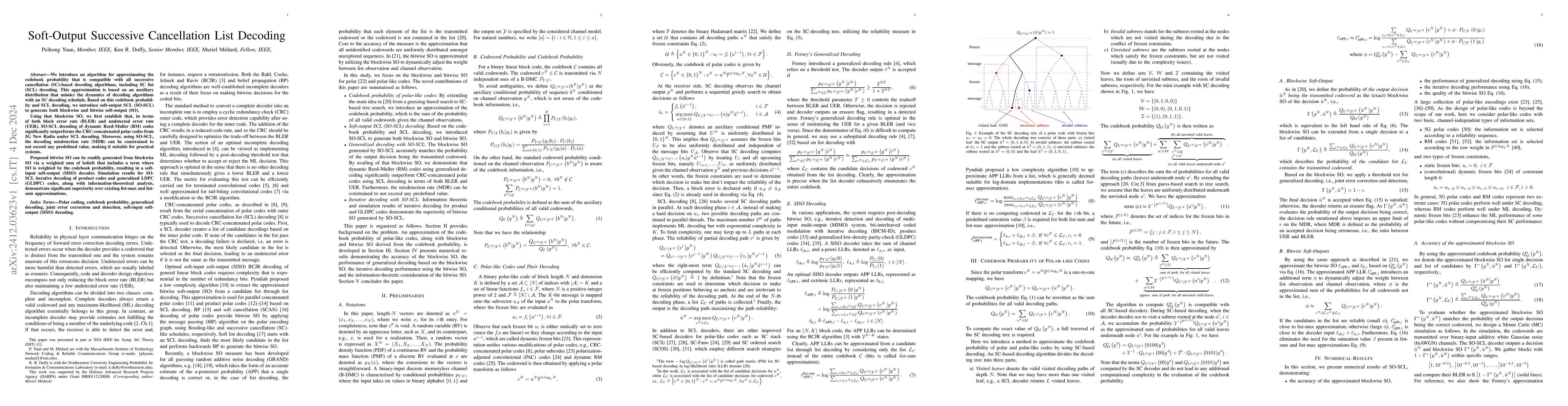 Thumbnail for Soft-Output Successive Cancellation List Decoding
