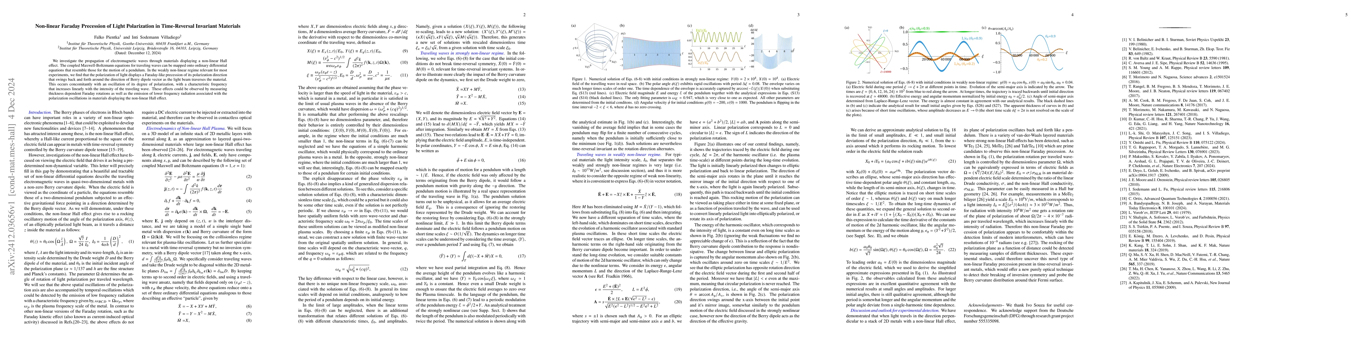Thumbnail for Non-linear Faraday Precession of Light Polarization in Time-Reversal
  Invariant Materials