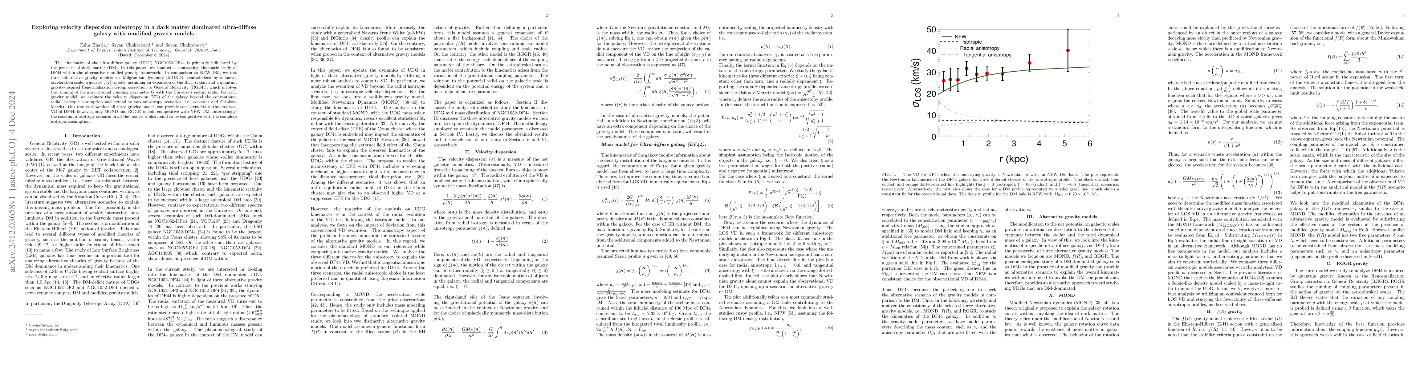 Thumbnail for Exploring velocity dispersion anisotropy in a dark matter dominated
  ultra-diffuse galaxy with modified gravity models