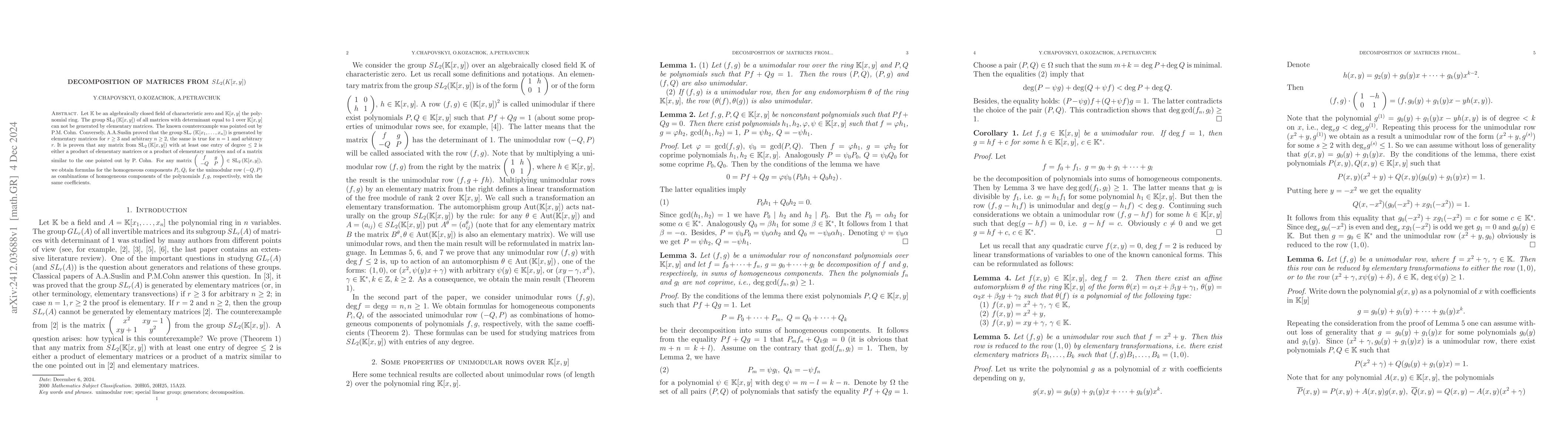 Thumbnail for Decomposition of matrices from $SL_ 2(K[x, y])$