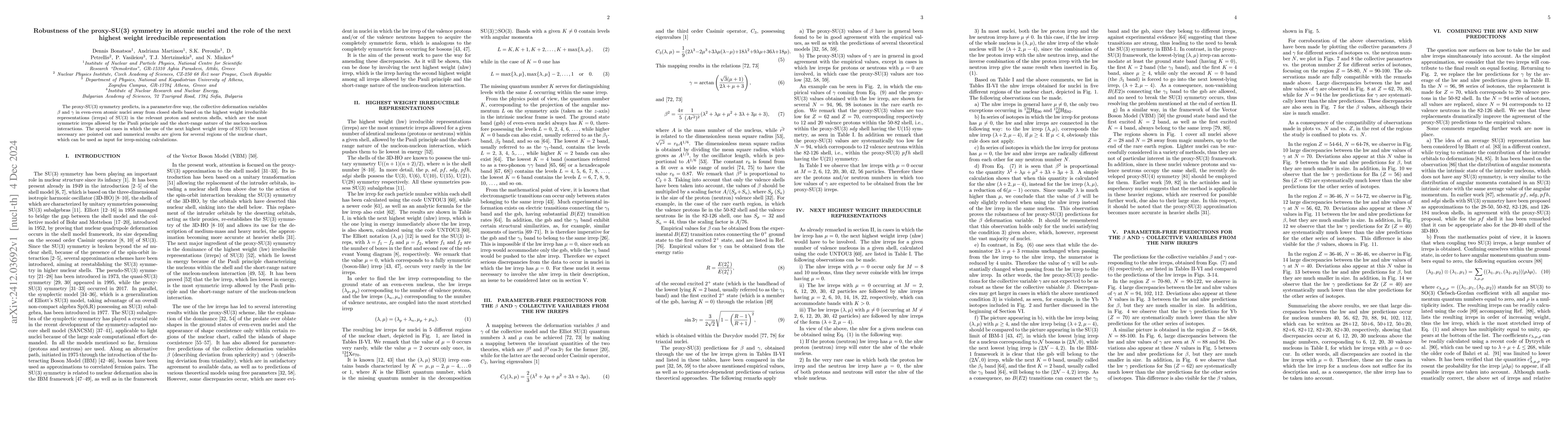 Thumbnail for Robustness of the proxy-SU(3) symmetry in atomic nuclei and the role of
  the next highest weight irreducible representation
