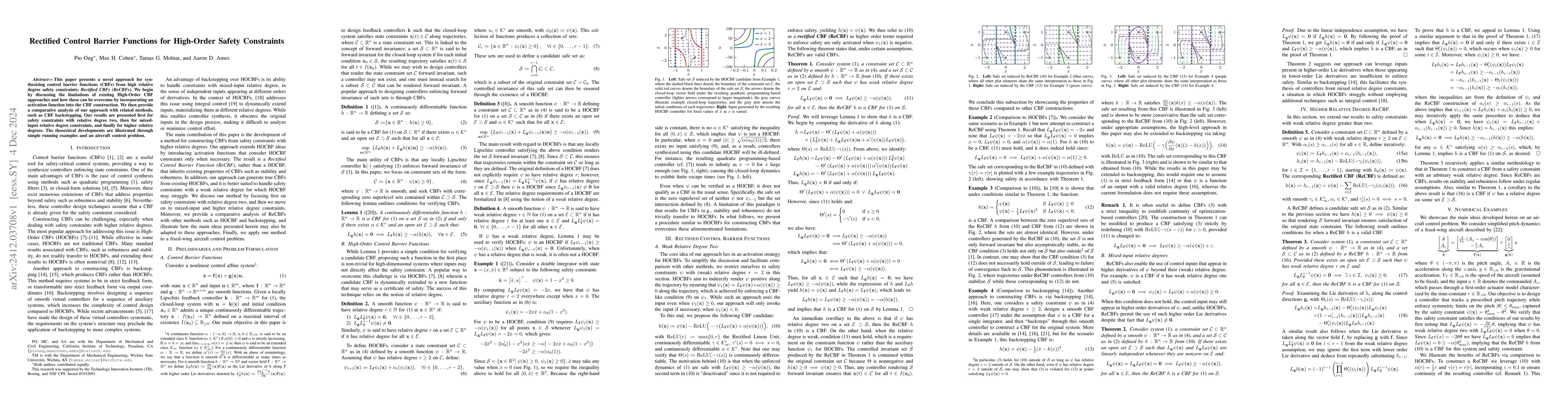 Thumbnail for Rectified Control Barrier Functions for High-Order Safety Constraints