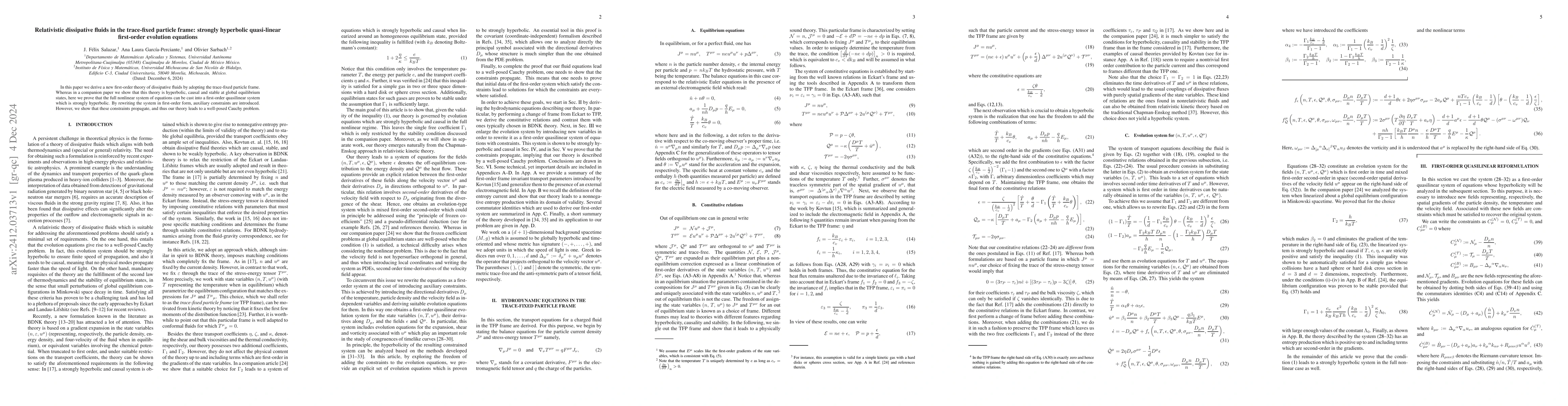 Thumbnail for Relativistic dissipative fluids in the trace-fixed particle frame:
  strongly hyperbolic quasi-linear first-order evolution equations