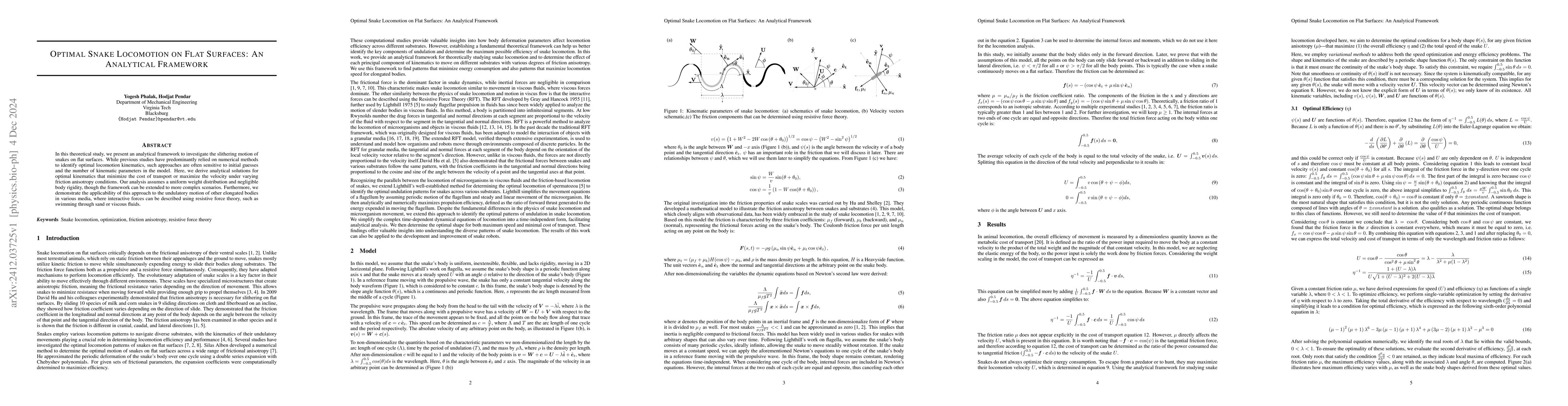 Thumbnail for Optimal Snake Locomotion on Flat Surfaces: An Analytical Framework