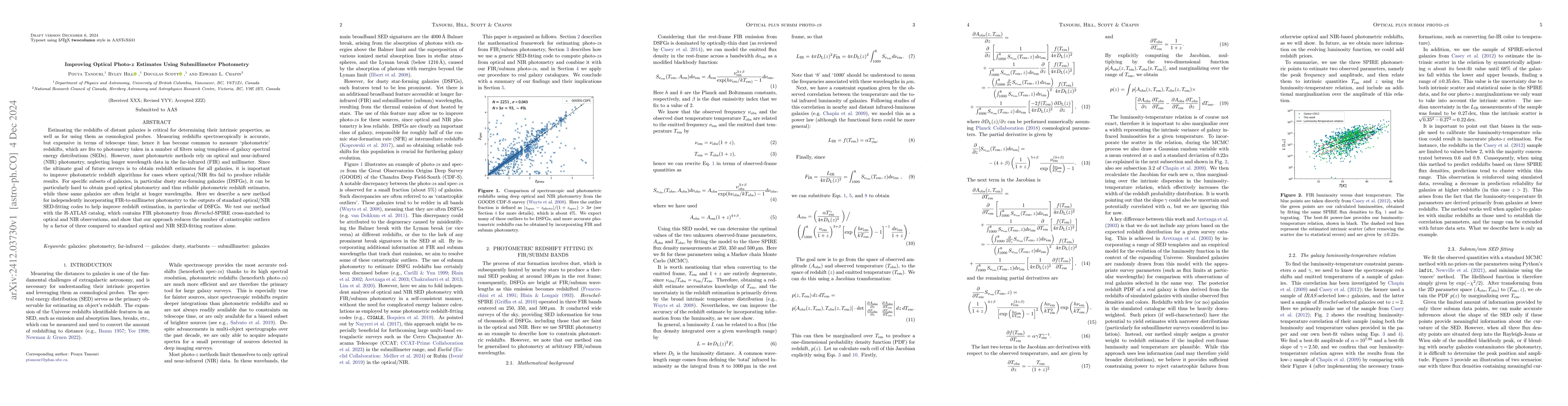 Thumbnail for Improving Optical Photo-z Estimates Using Submillimeter Photometry