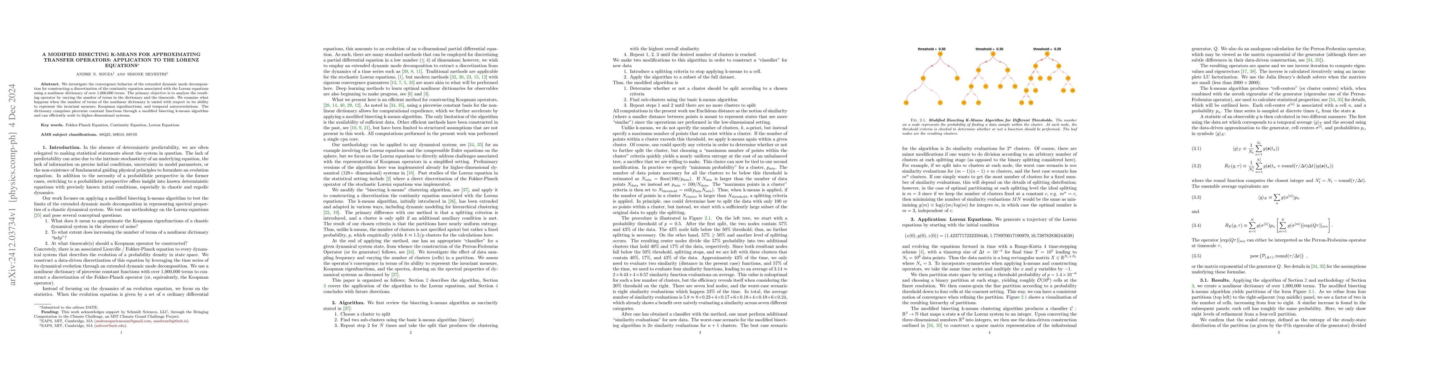 Thumbnail for A Modified Bisecting K-Means for Approximating Transfer Operators:
  Application to the Lorenz Equations