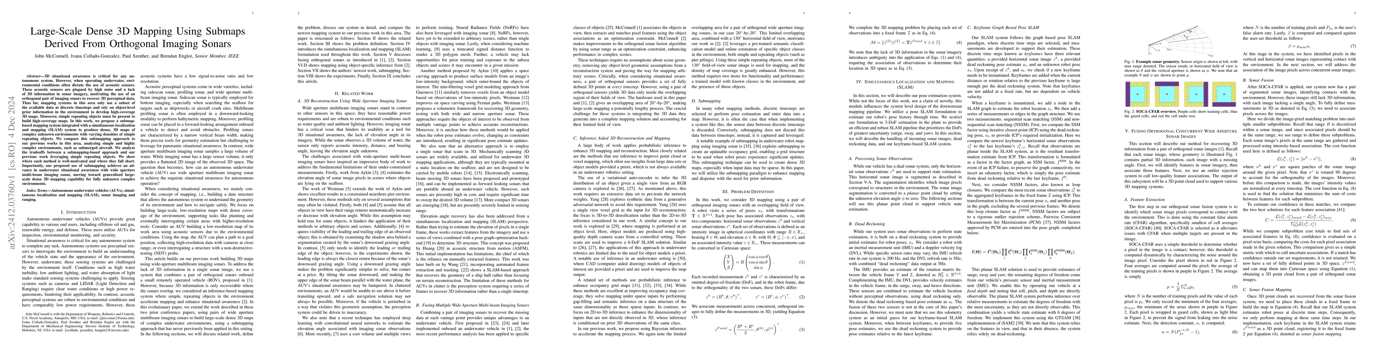Thumbnail for Large-Scale Dense 3D Mapping Using Submaps Derived From Orthogonal
  Imaging Sonars