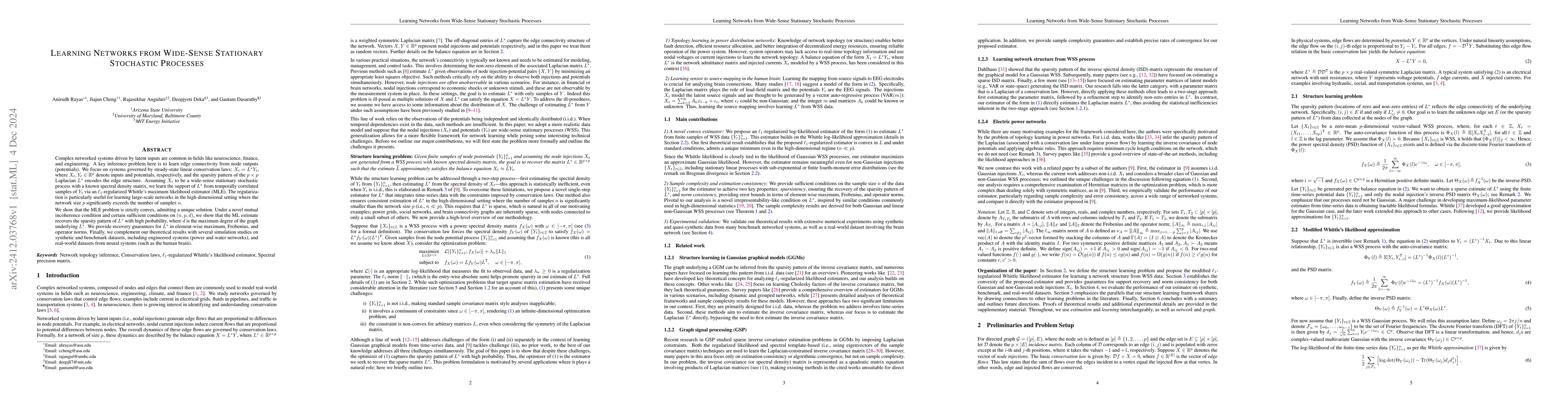 Thumbnail for Learning Networks from Wide-Sense Stationary Stochastic Processes