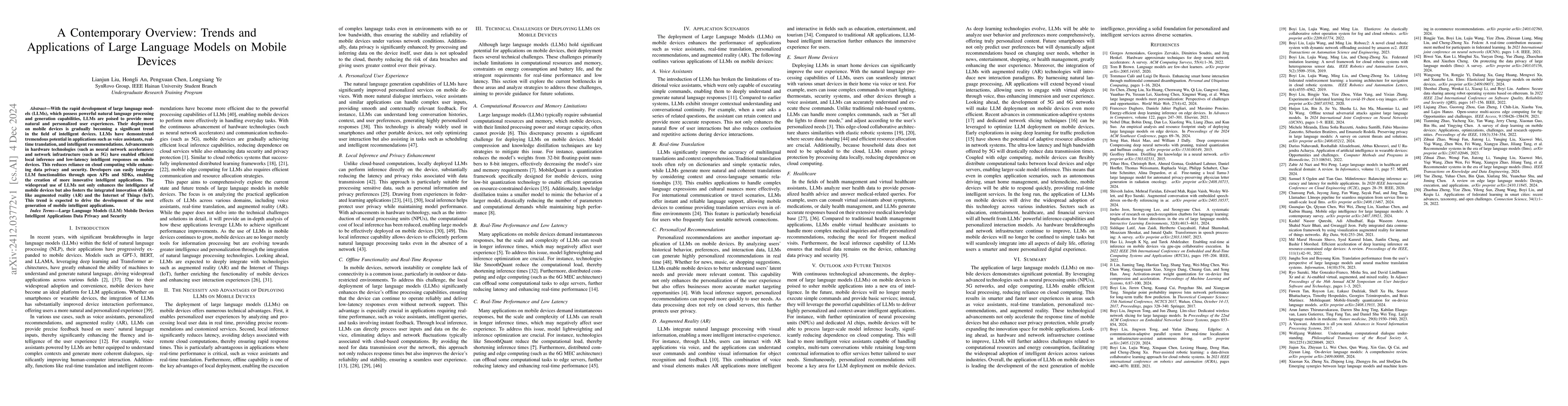 Thumbnail for A Contemporary Overview: Trends and Applications of Large Language
  Models on Mobile Devices