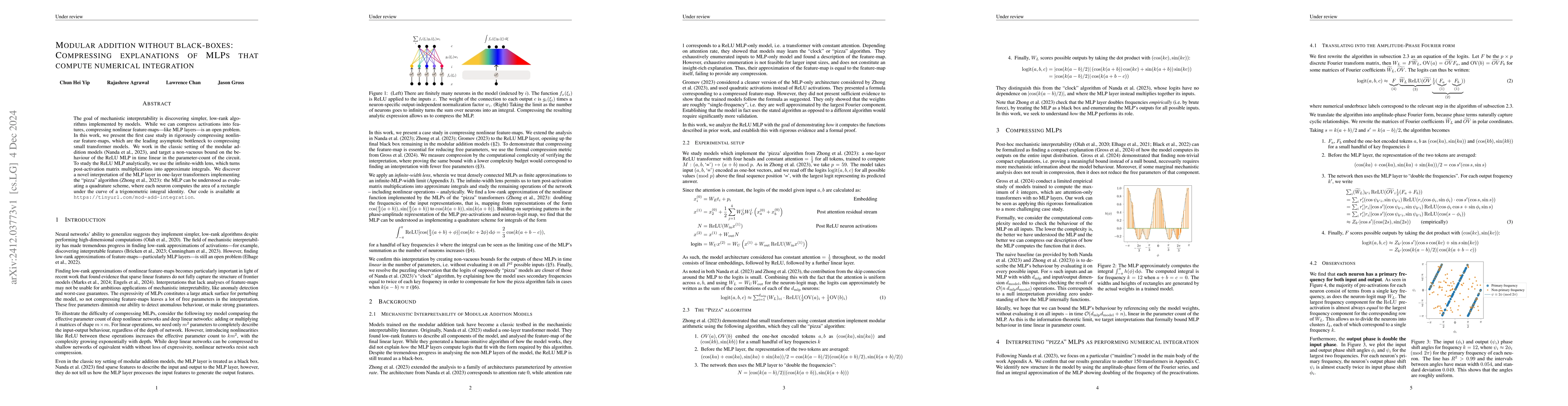 Thumbnail for Modular addition without black-boxes: Compressing explanations of MLPs
  that compute numerical integration