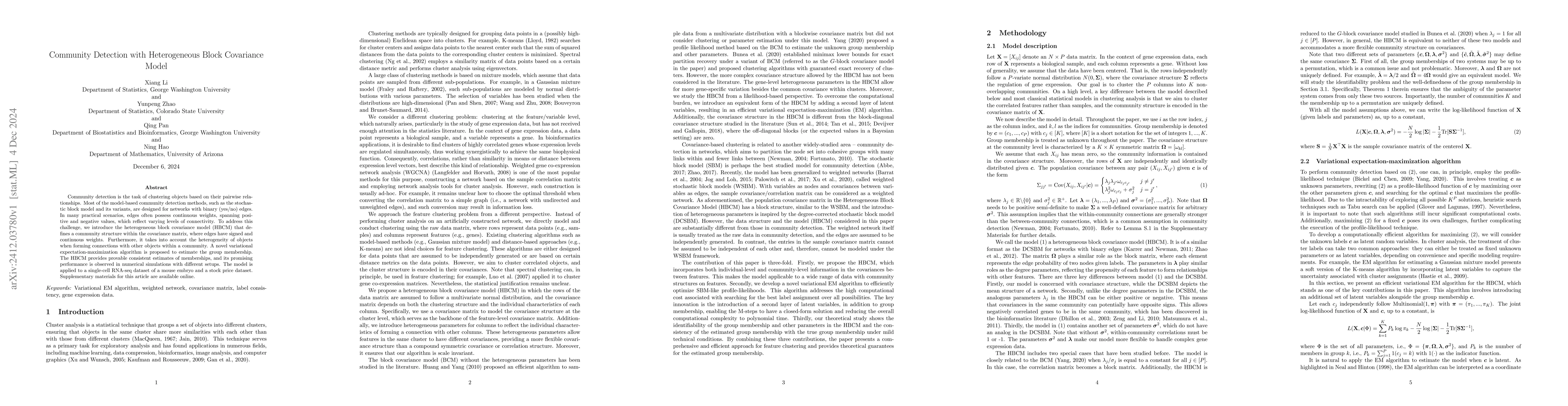 Thumbnail for Community Detection with Heterogeneous Block Covariance Model