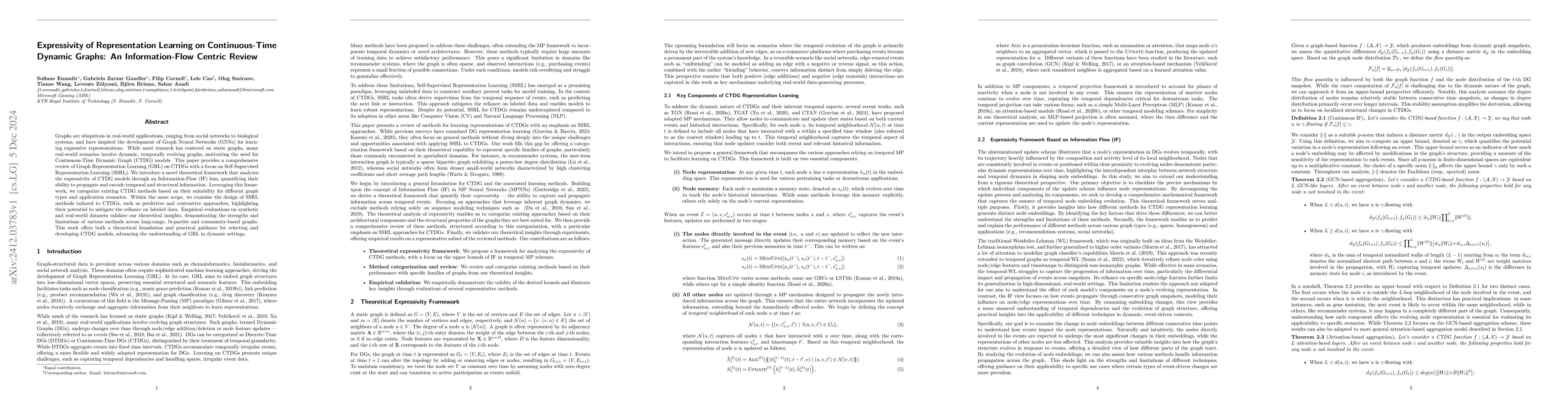 Thumbnail for Expressivity of Representation Learning on Continuous-Time Dynamic
  Graphs: An Information-Flow Centric Review