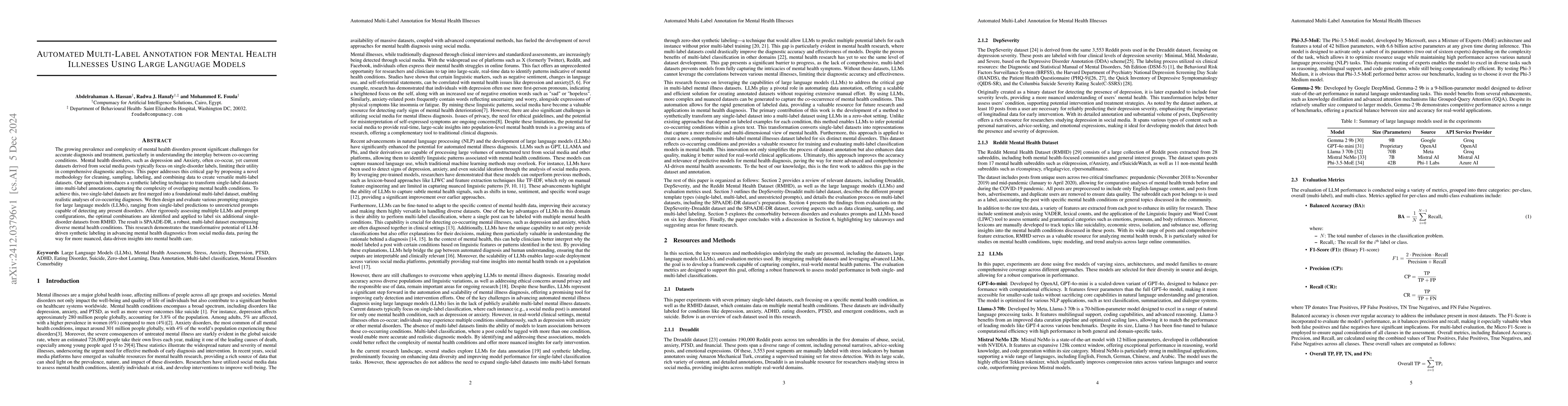 Thumbnail for Automated Multi-Label Annotation for Mental Health Illnesses Using Large
  Language Models