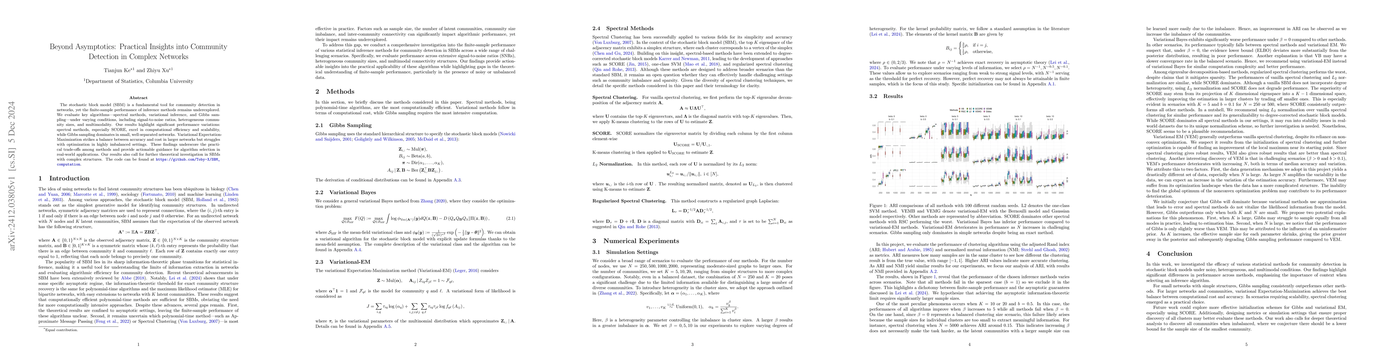 Thumbnail for Beyond Asymptotics: Practical Insights into Community Detection in
  Complex Networks