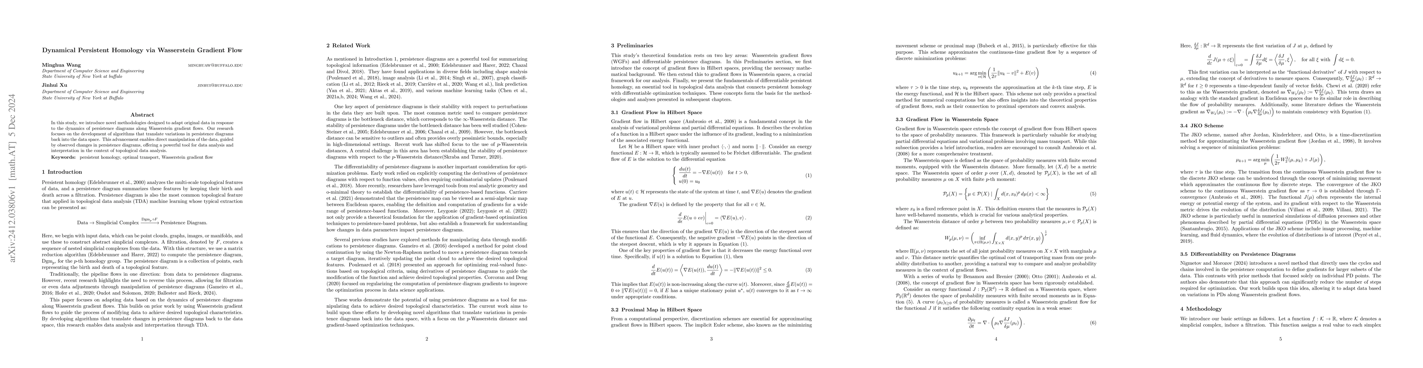 Thumbnail for Dynamical Persistent Homology via Wasserstein Gradient Flow