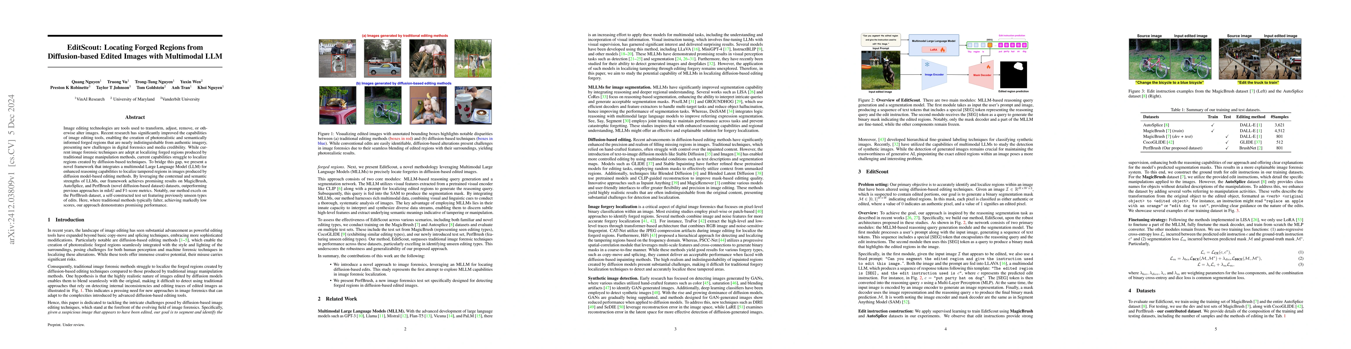Thumbnail for EditScout: Locating Forged Regions from Diffusion-based Edited Images
  with Multimodal LLM