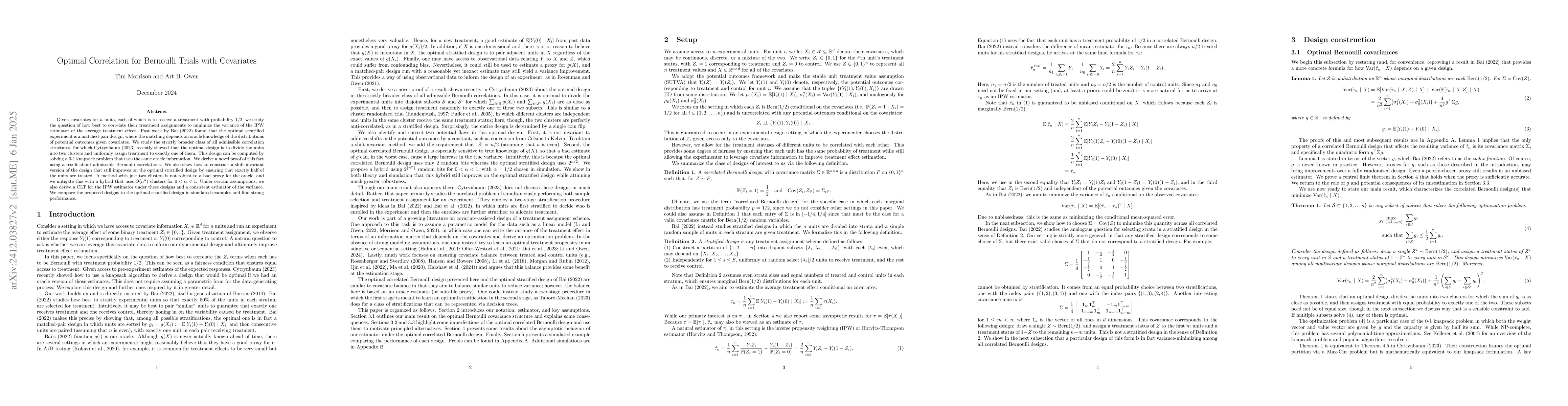Thumbnail for Optimal Correlation for Bernoulli Trials with Covariates