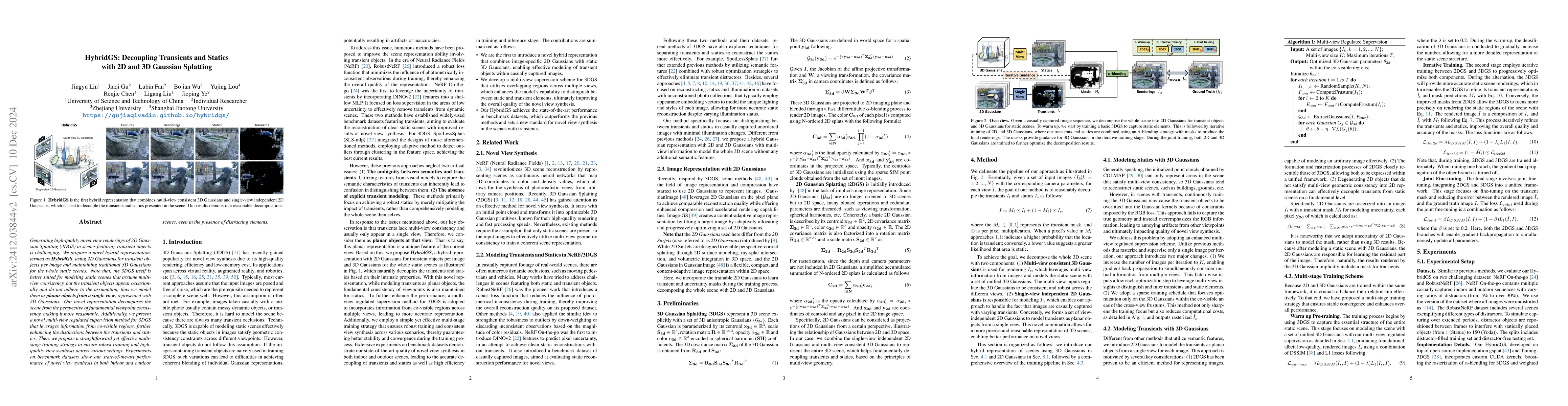Thumbnail for HybridGS: Decoupling Transients and Statics with 2D and 3D Gaussian
  Splatting