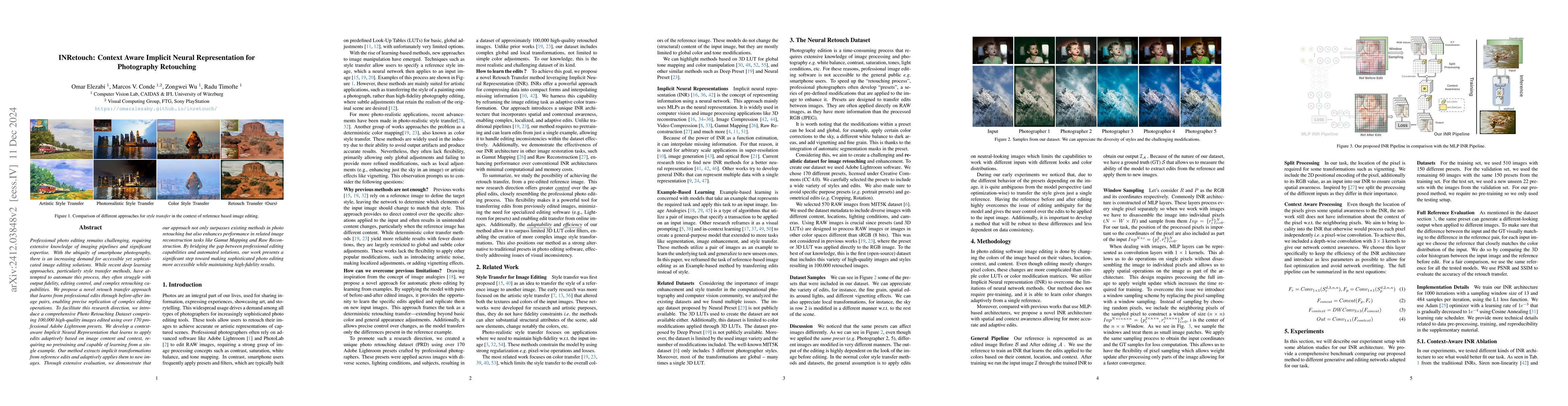 Thumbnail for INRetouch: Context Aware Implicit Neural Representation for Photography
  Retouching