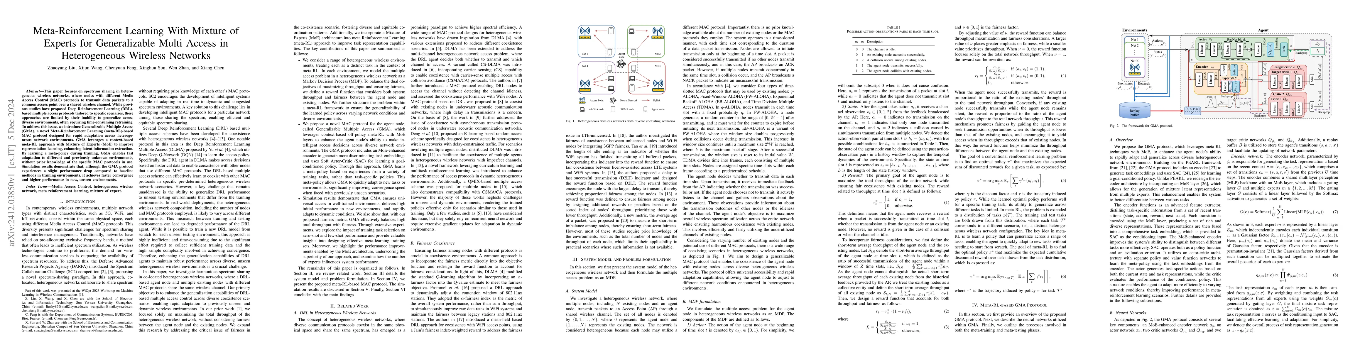 Thumbnail for Meta-Reinforcement Learning With Mixture of Experts for Generalizable
  Multi Access in Heterogeneous Wireless Networks