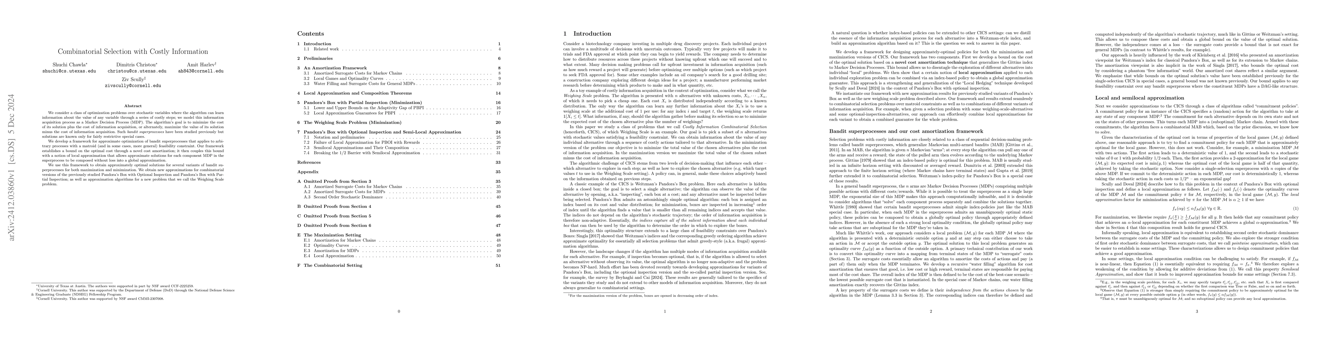 Thumbnail for Combinatorial Selection with Costly Information